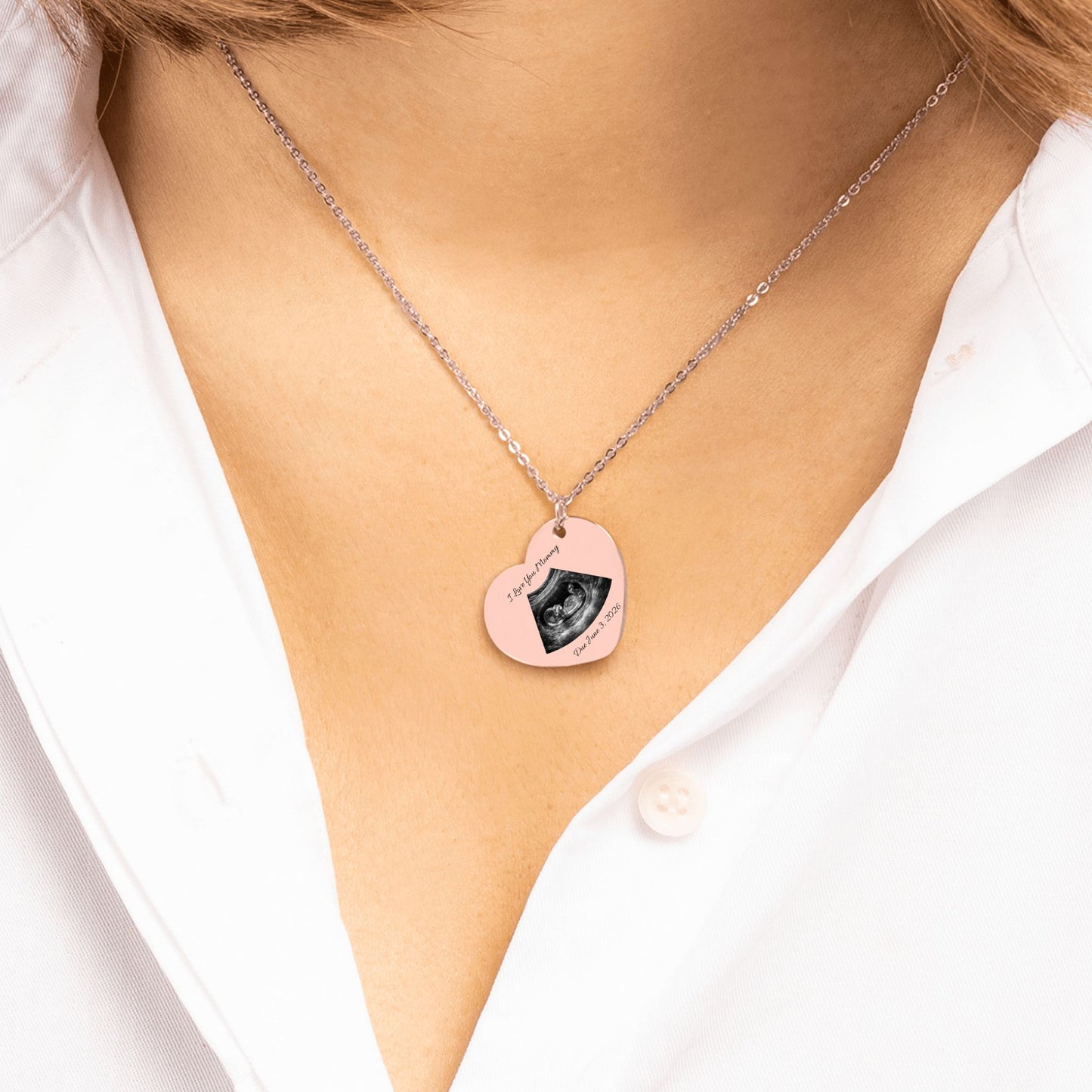 Custom Sonogram Heart Necklace — Personalized Keepsake Gift for New Moms FBLP