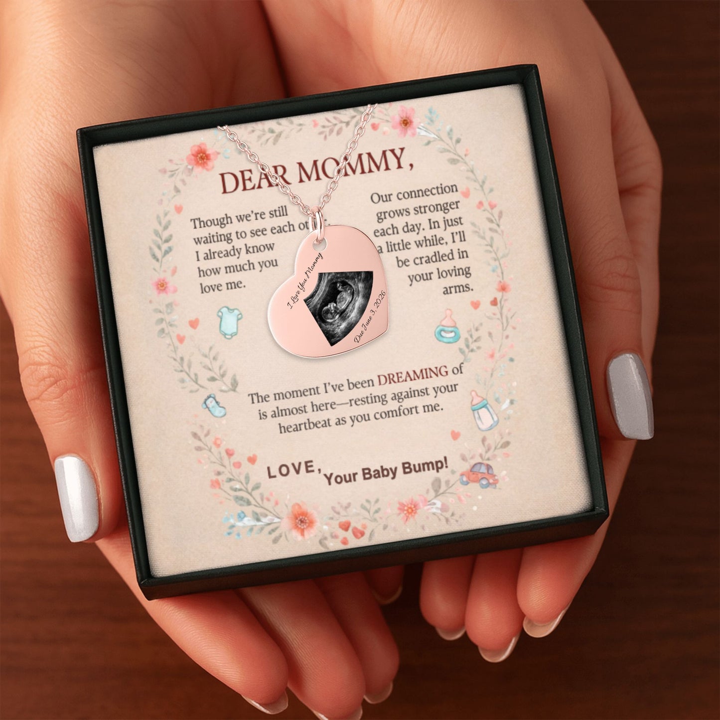 Custom Sonogram Heart Necklace — Personalized Keepsake Gift for New Moms FBLP