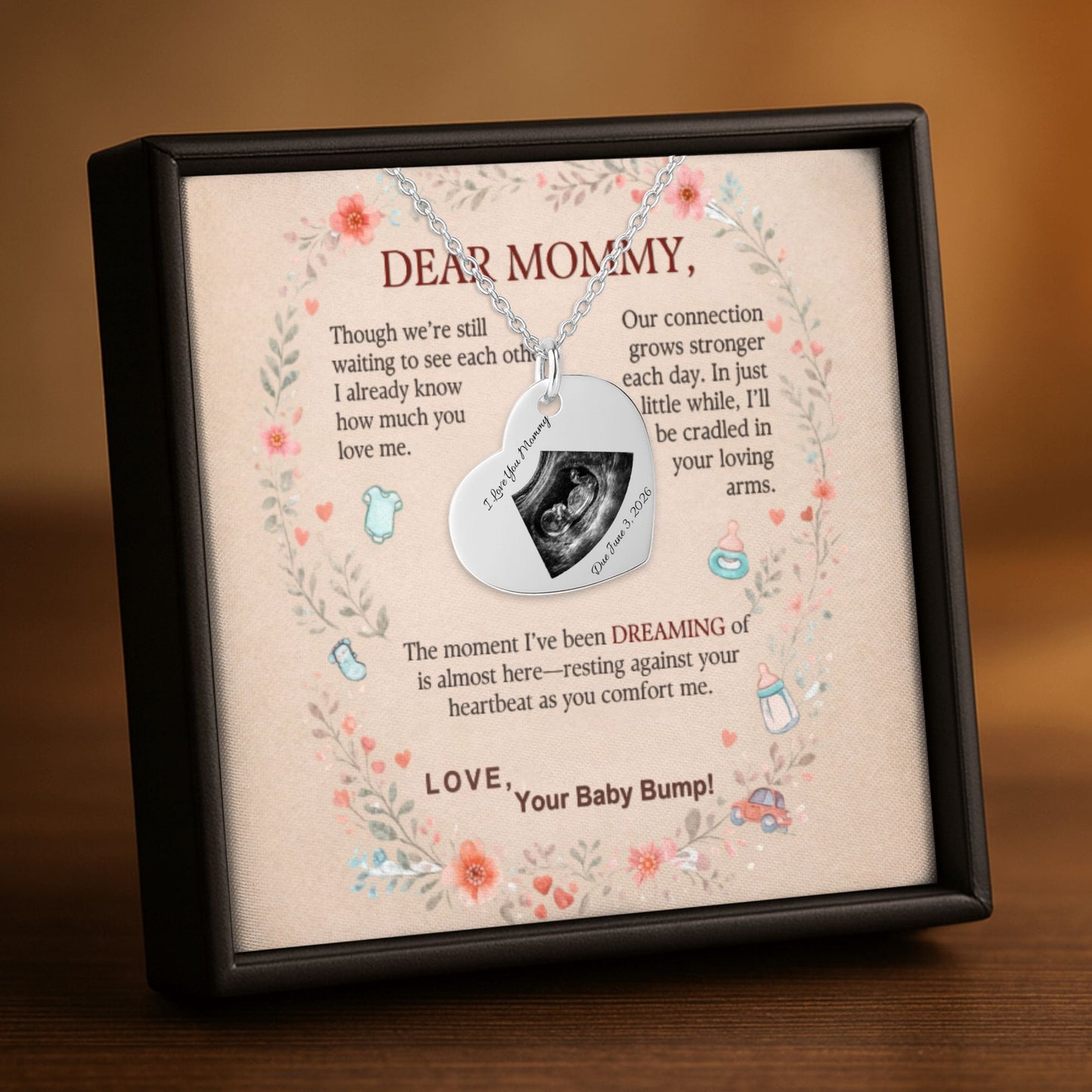 Custom Sonogram Heart Necklace — Personalized Keepsake Gift for New Moms FBLP