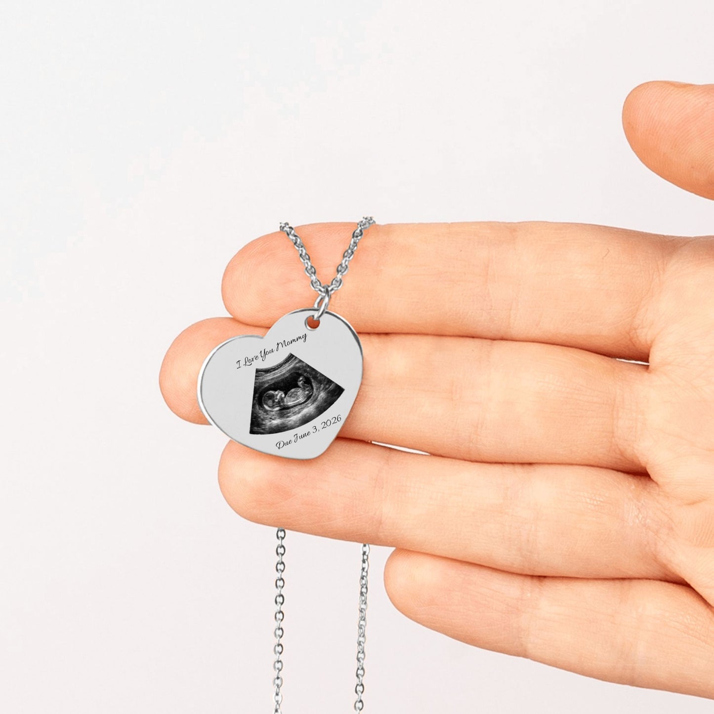 Custom Sonogram Heart Necklace /Personalized Mom-to-Be Gift /Keepsake Pendant
